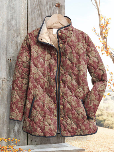Vintage Style Women's Jacket with Floral Pattern