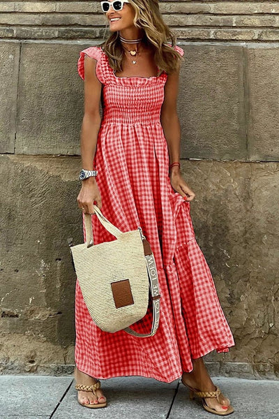 Ivara - Elegant Plaid Summer Dress