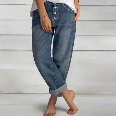 Tessa - High-Waisted Buttoned Jeans