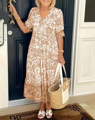 Azariah - Elegant Floral Dress with V-Neck