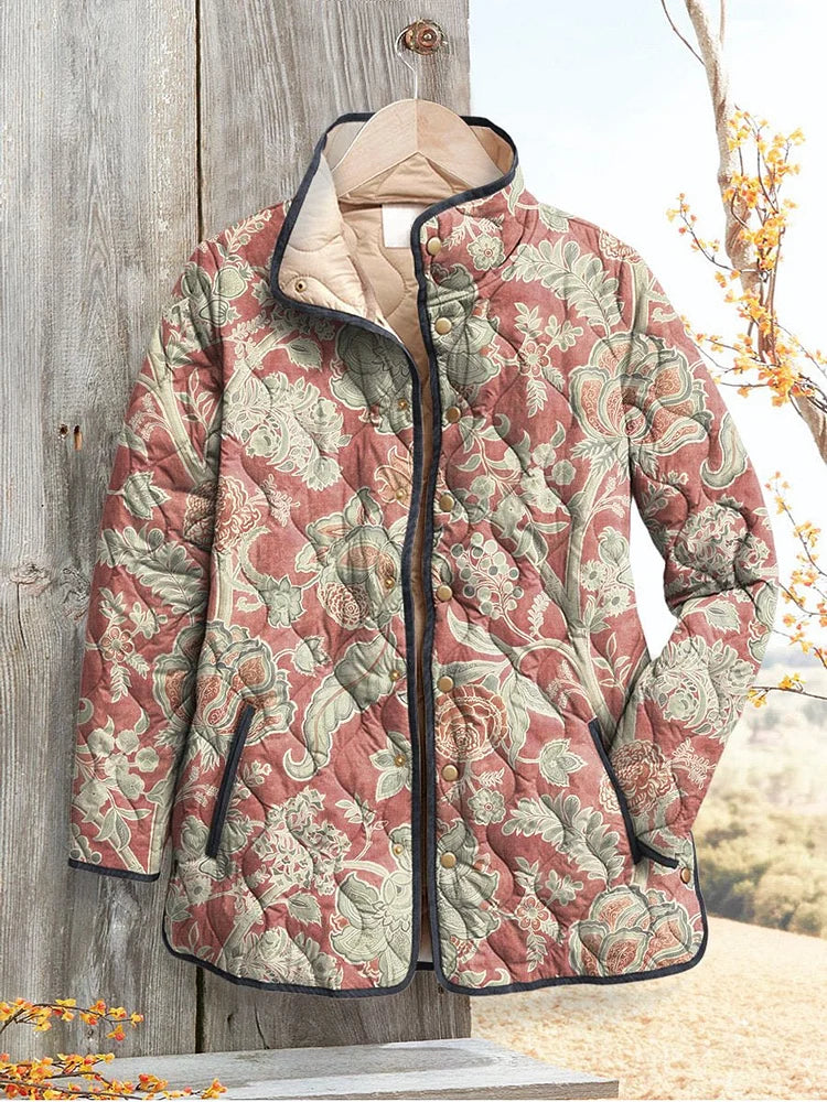 Women's Vintage Floral Pattern Casual Quilted Jacket